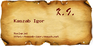 Kaszab Igor névjegykártya